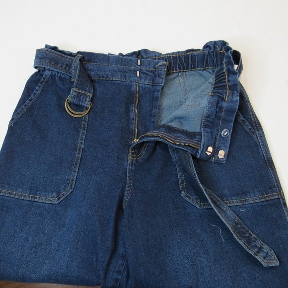 Time and Tru Women's Paperbag Belted Denim Jeans Size 12 - Picture 5 of 15